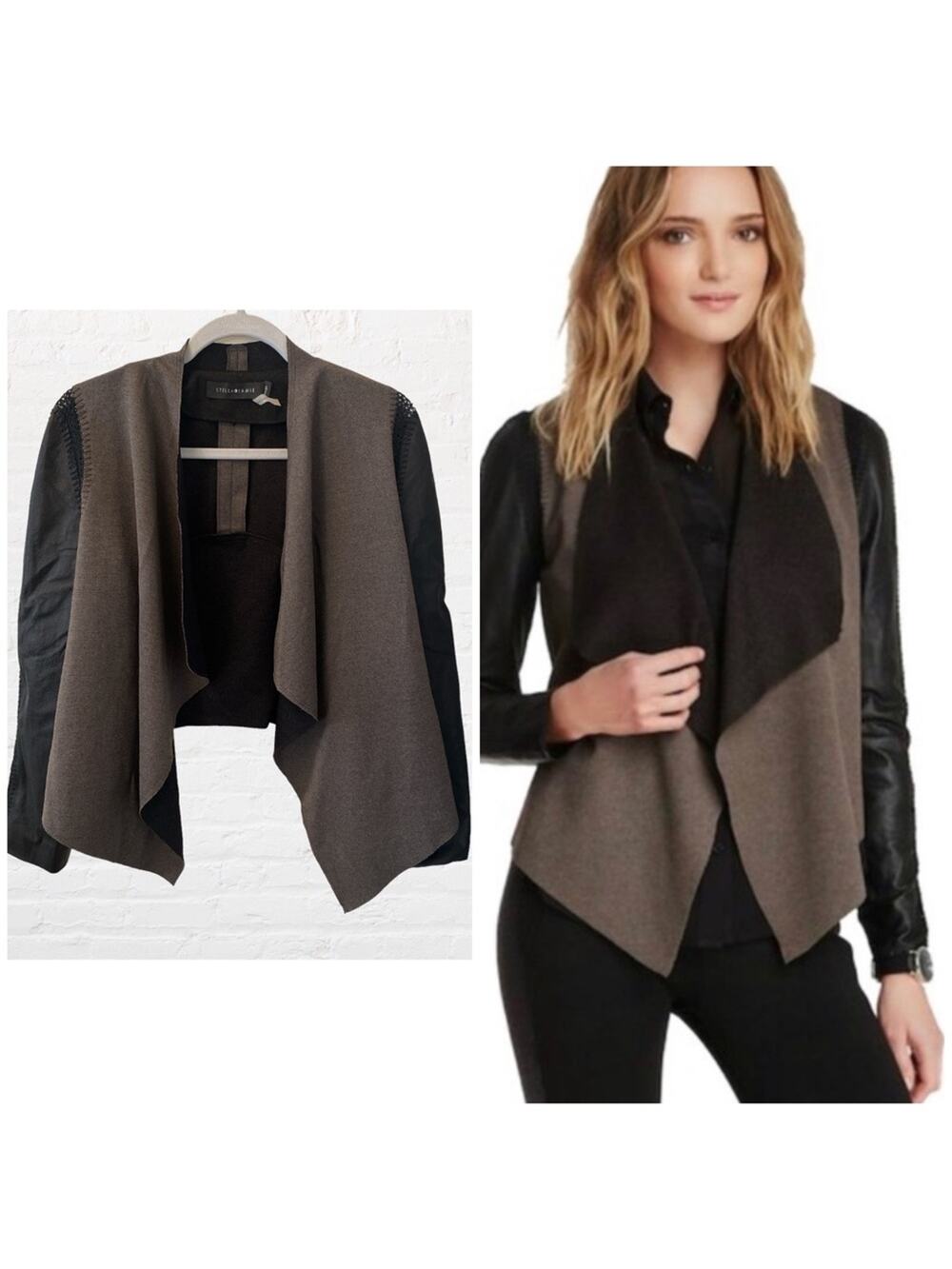 Stella & Jamie open faced jacket w/leather sleeves